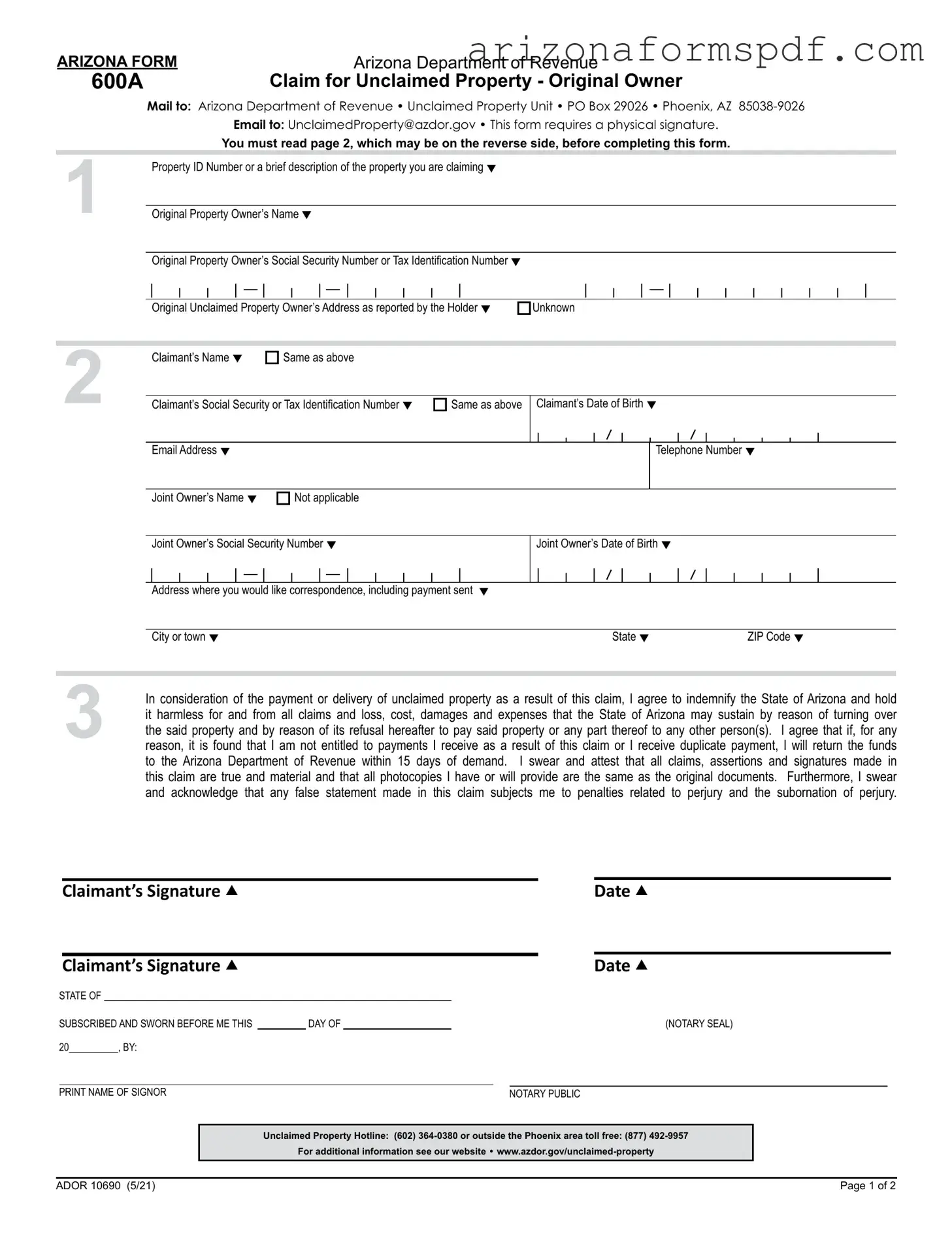 Fill in Your Arizona 600A Form