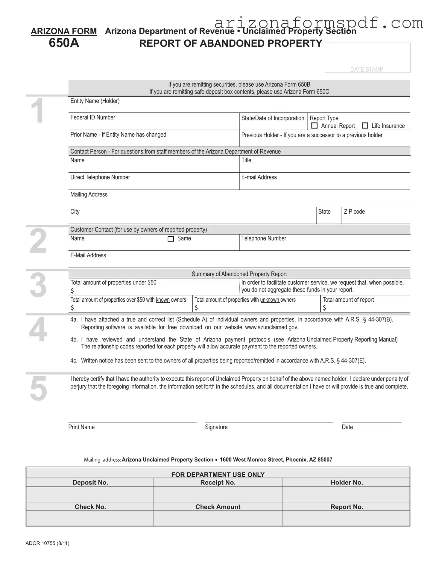 Fill in Your Arizona 650A Form