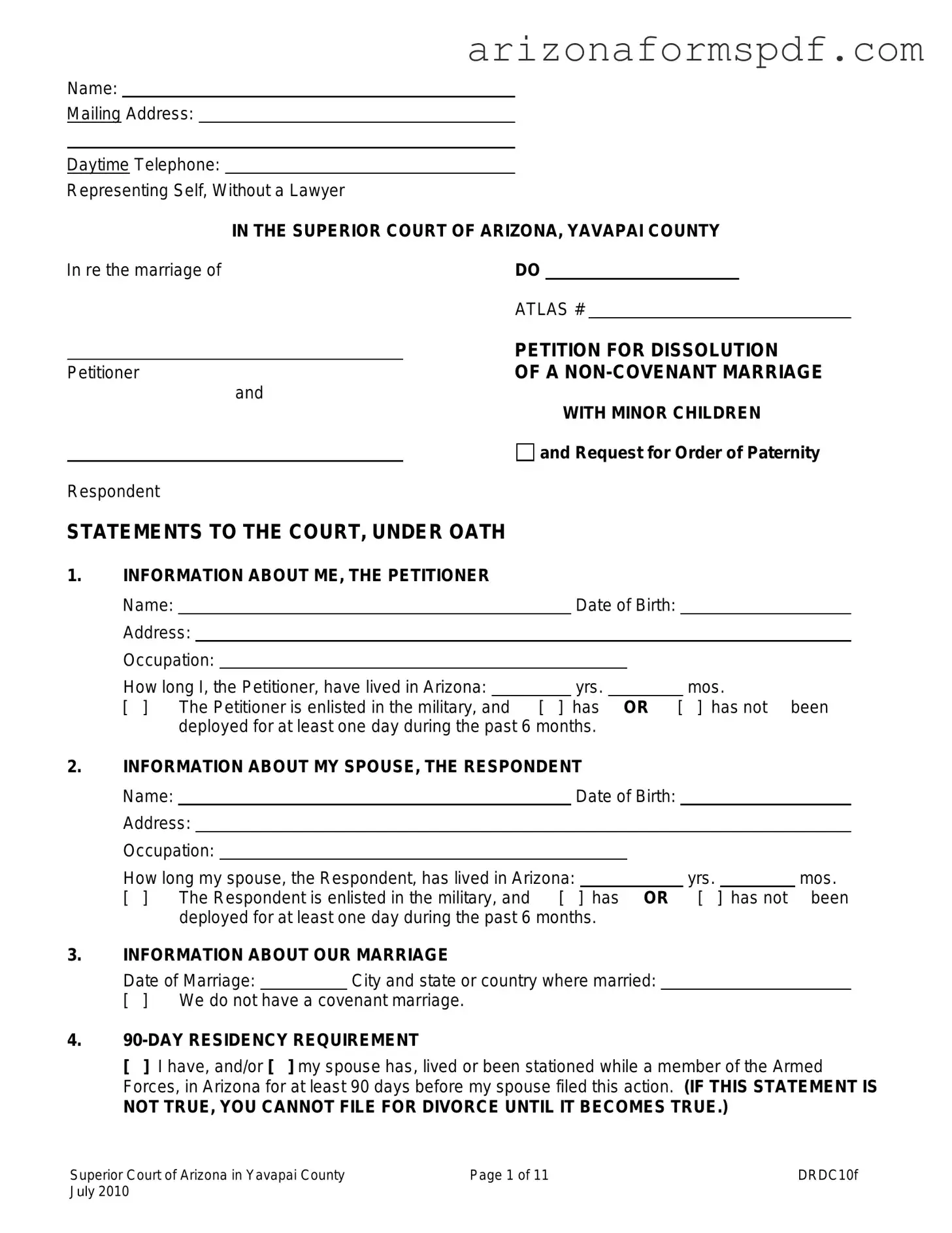 Fill in Your Arizona Drdc10F Form