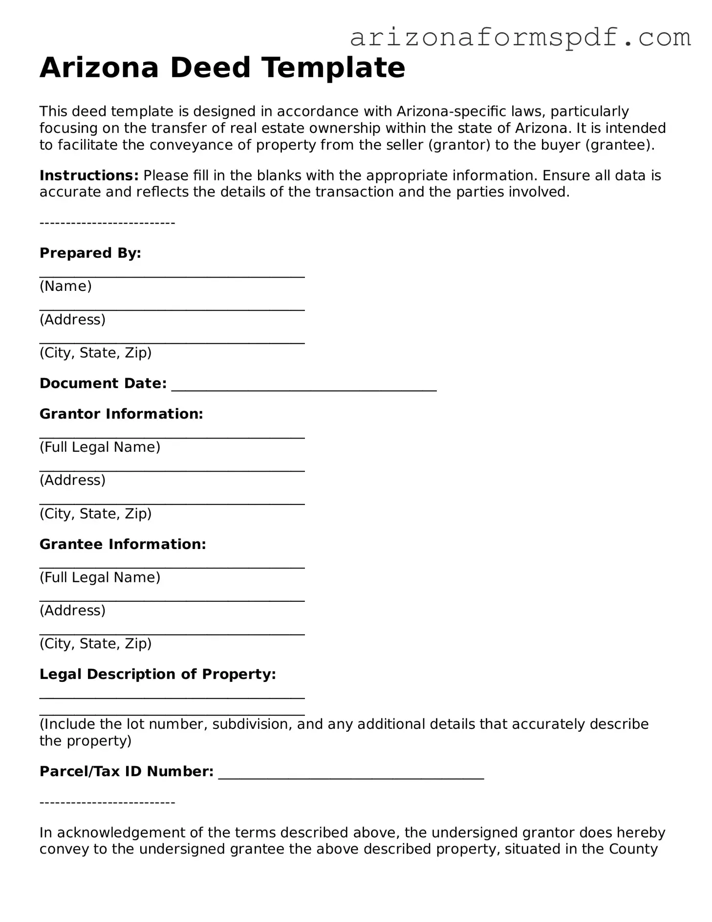Blank Arizona Deed Form