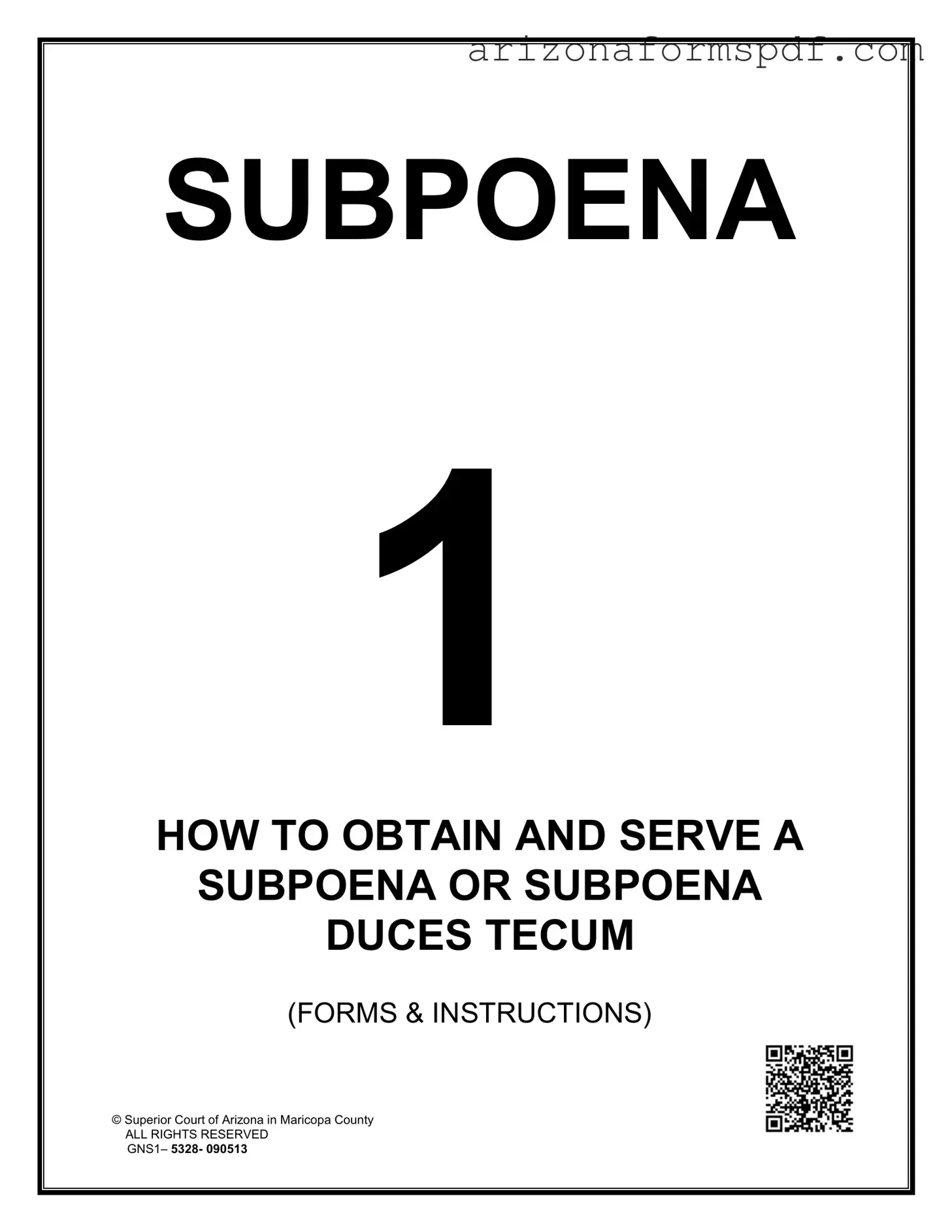 Fill in Your Arizona Subpoena Form