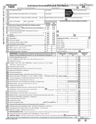 Fill in Your Arizona 140X Form