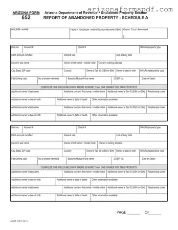 Fill in Your Arizona 652 Form