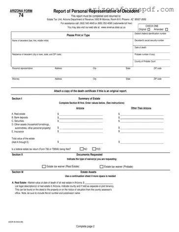 Fill in Your Arizona 74 Form