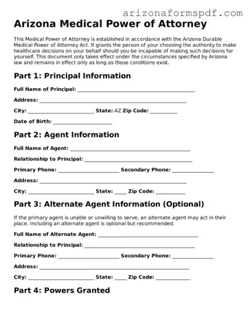 Blank Arizona Medical Power of Attorney Form