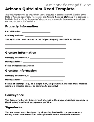Blank Arizona Quitclaim Deed Form