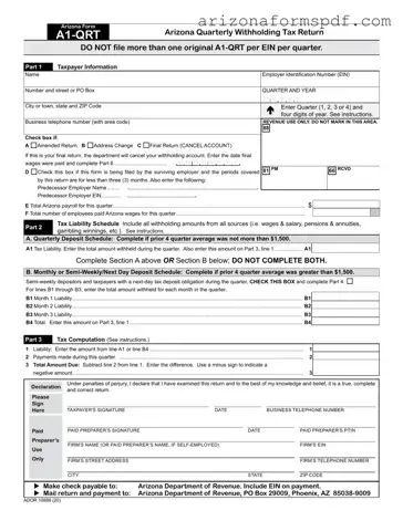 Fill in Your Arizona Tax Return Form