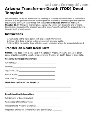 Blank Arizona Transfer-on-Death Deed Form