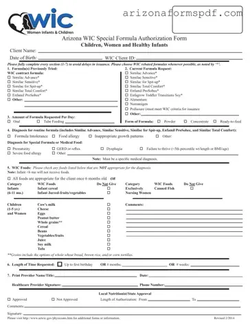 Fill in Your Wic Arizona Form