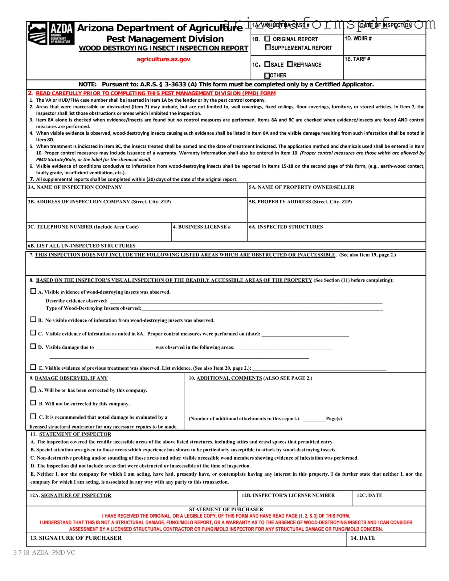 Fill in Your Wdiir Arizona Form